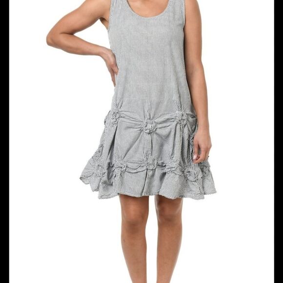 Tulip Matilda Tunic Dress Size Murphy Seersucker Stripe Coastal Lagenlook - Picture 11 of 12